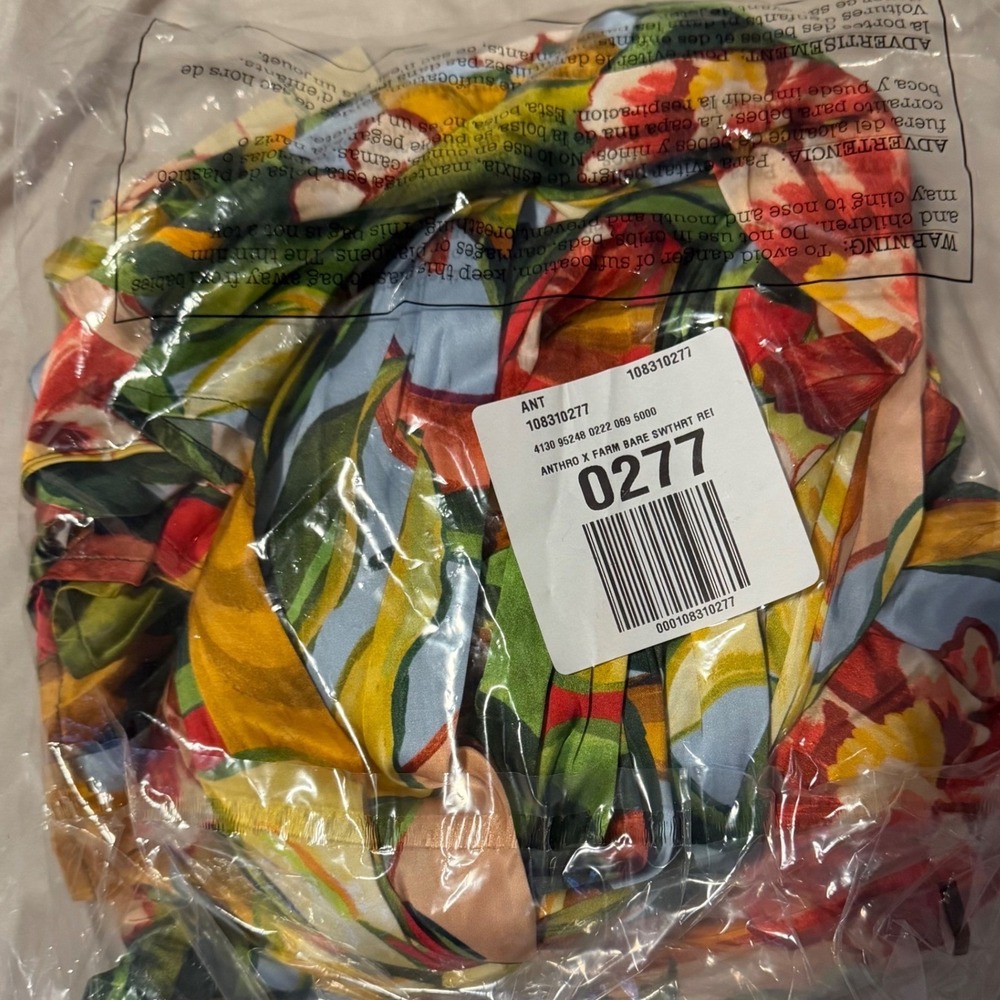 Farm Rio x Anthropologie Maxi Dress S Tropical Floral Bare Sweetheart Red Multi - Picture 7 of 7